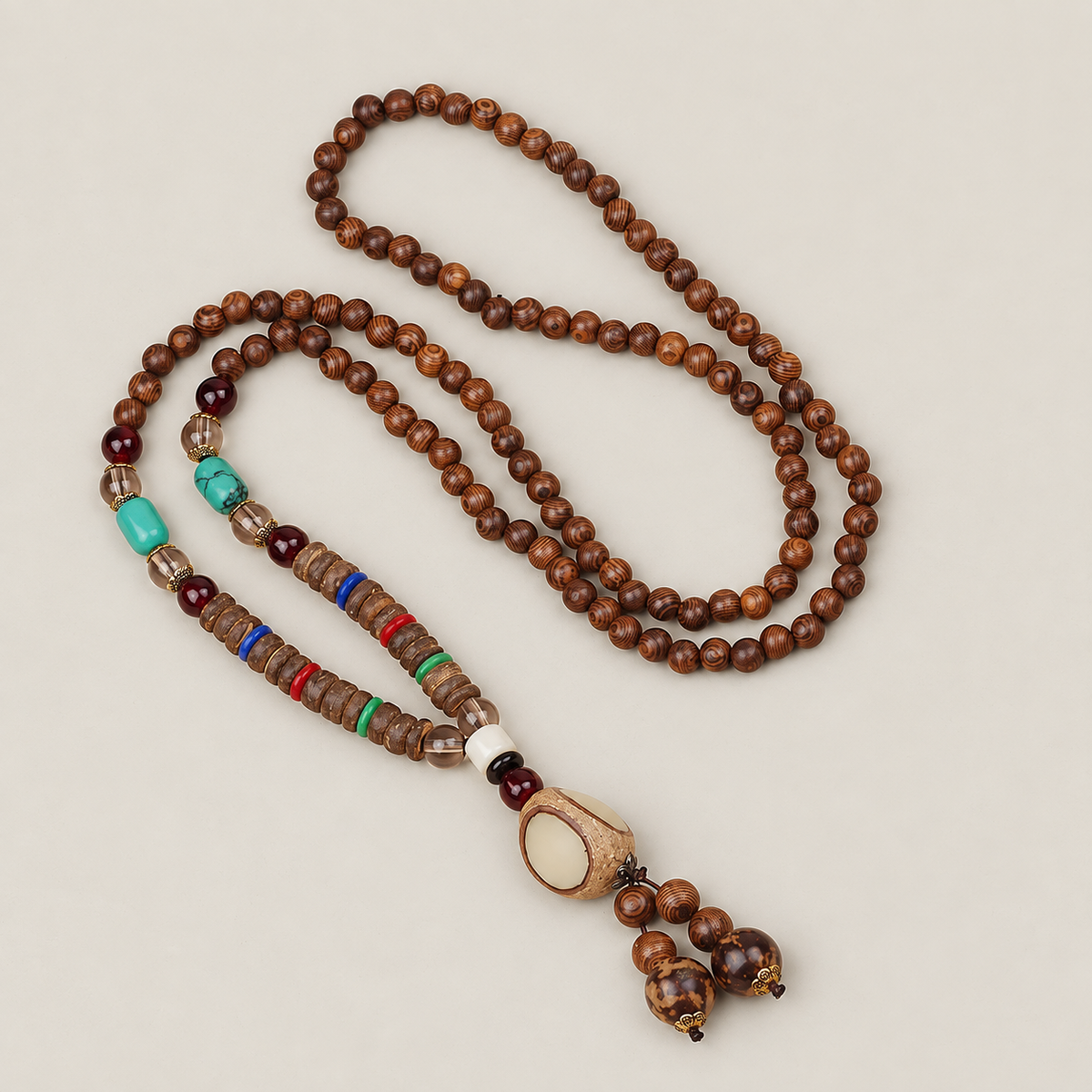 Earth Tones & Twin Drop Necklace