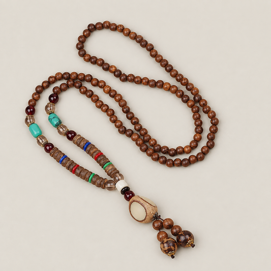 Earth Tones & Twin Drop Necklace