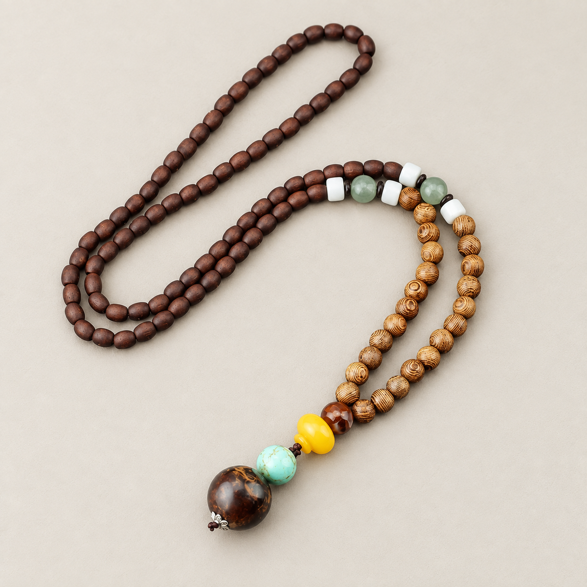Golden Yellow & Aqua Bead Necklace