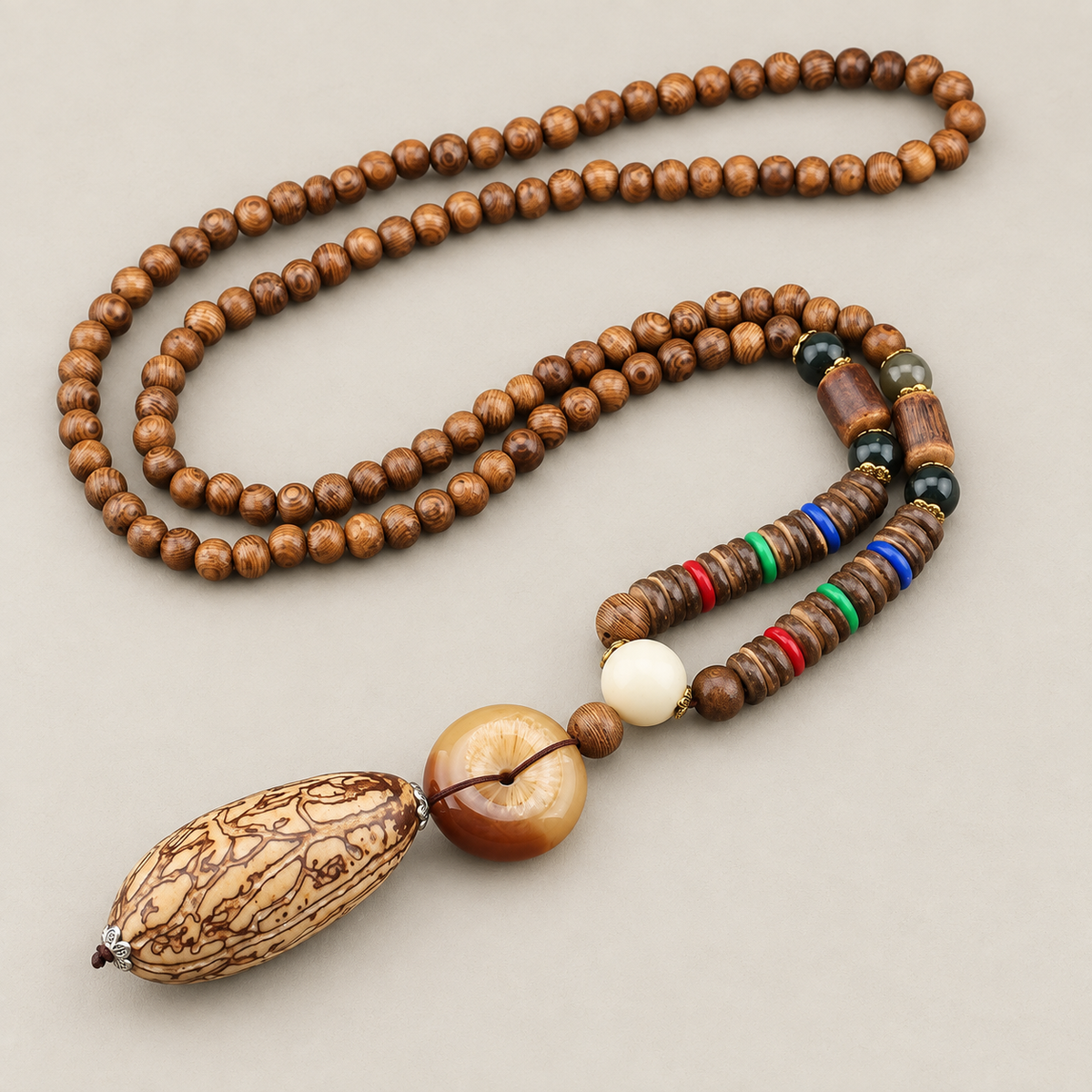 Earth Pattern Oval Pendant Necklace