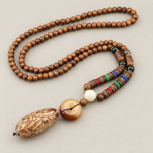 Earth Pattern Oval Pendant Necklace