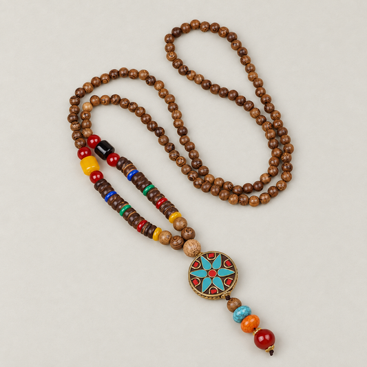 Turquoise-Blue Blossom Medallion NecklaceTurquoise-Blue Blossom Medallion Necklace