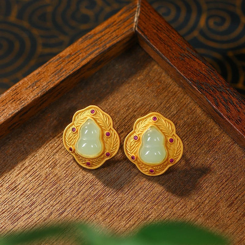 Pale Green Gourd Stud Earrings