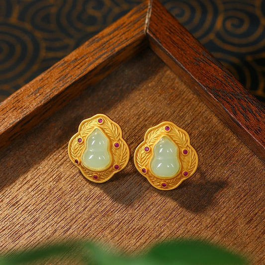 Pale Green Gourd Stud Earrings