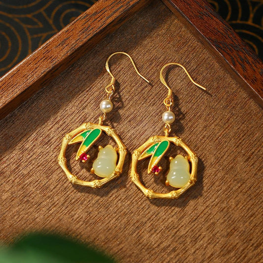 Bamboo Circle Garden Drop Earrings