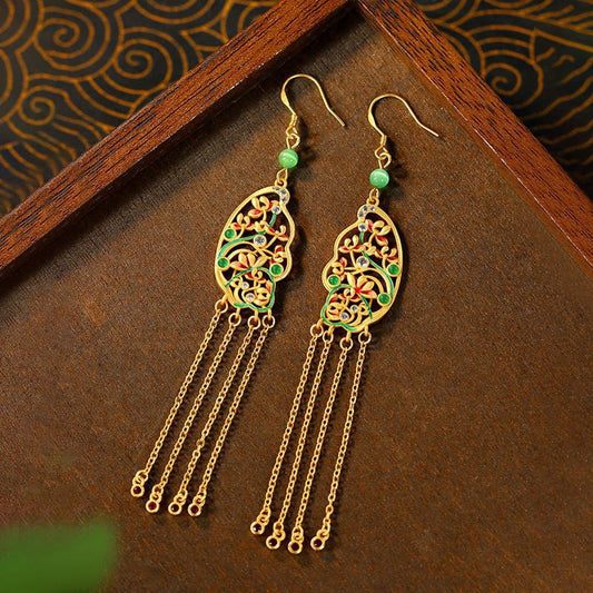 Botanical Openwork Chain Earrings